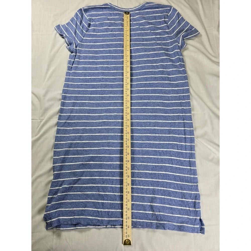 Lou & Grey Dress Womens Large Blue White Striped Linen Blend T-Shirt Casual‎